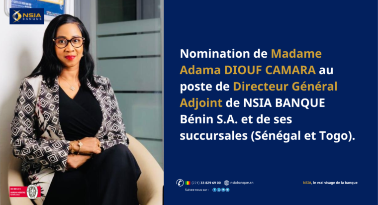 Nomination Directrice Générale Adjoint NSIA BANQUE BENIN, Adama Diouf CAMARA